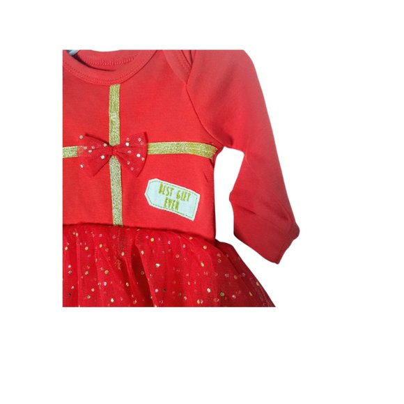 #KI-3 Infants Red Christmas Gift Designed Onesie with TuTu - Picture 5 of 7